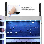LED Wall-Mounted Jewelry Armoire with Mirror, Lockable Hanging Jewelry Organizer (White)