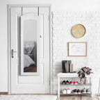 LED Wall-Mounted Jewelry Armoire with Mirror, Lockable Hanging Jewelry Organizer (White)