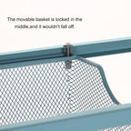 4-Tier Blue Rolling Utility Cart with 3 Hooks, Mobile Storage Trolley for Kitchen & Bathroom