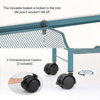 5-Tier Blue Mesh Rolling Utility Cart, Multi-Functional Metal Storage Trolley for Office & Kitchen