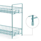 2-Tier Metal Spice Rack Organizer for Kitchen Countertop, Free-Standing Seasoning Shelf (Blue)