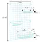 2-Pack Photo Grid Wall Wire Panels, 32" x 23" Blue Grid Wall Decor with Hanging Baskets & Clips