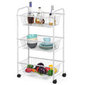 3-Tier Large Silver Rolling Utility Cart, Heavy-Duty Metal Serving Cart with Lockable Wheels