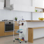 3-Tier Large Silver Rolling Utility Cart, Heavy-Duty Metal Serving Cart with Lockable Wheels