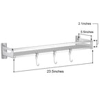 304 Stainless Steel Bathroom Shelf with Towel Bar & 3 Hooks, Wall-Mounted Modern Storage Organizer