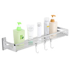 304 Stainless Steel Bathroom Shelf with Towel Bar & 3 Hooks, Wall-Mounted Modern Storage Organizer