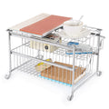 2-Tier Pull-Out Under Sink Organizer, Chrome-Plated Sliding Cabinet Storage Basket for Kitchen & Bathroom