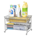 Stackable 2-Tier Sliding Basket Drawer, Heavy-Duty Mesh Under Sink Storage Organizer for Kitchen & Pantry
