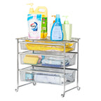 3-Tier Under Sink Organizer with Sliding Drawers, Stackable Mesh Storage Rack for Kitchen Cabinet & Bathroom
