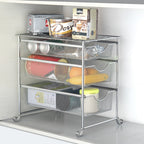 3-Tier Under Sink Organizer with Sliding Drawers, Stackable Mesh Storage Rack for Kitchen Cabinet & Bathroom