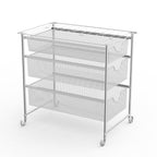 3-Tier Under Sink Organizer with Sliding Drawers, Stackable Mesh Storage Rack for Kitchen Cabinet & Bathroom