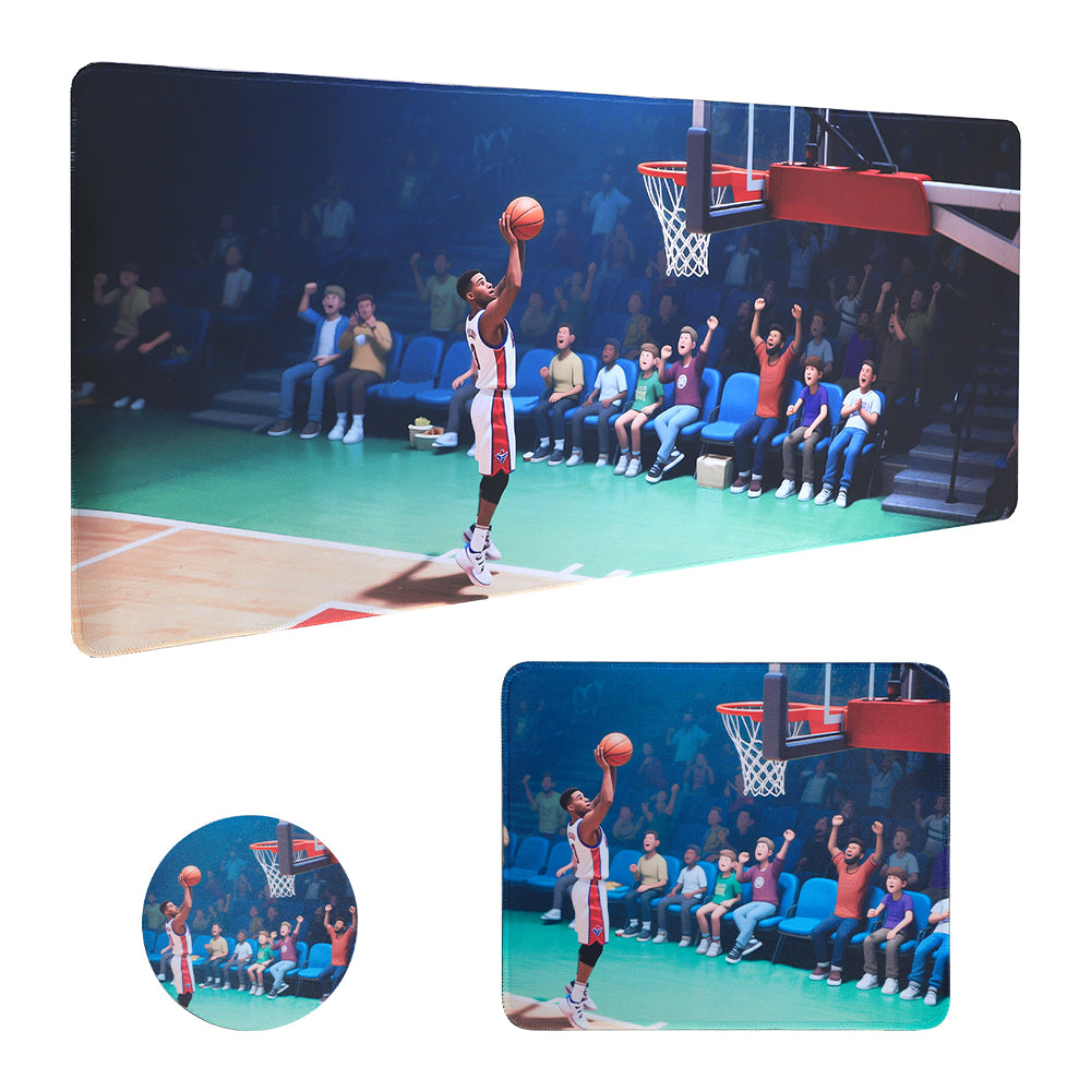 3-Piece Gaming Mouse Pad Set - Basketball Theme, Extended Desk Mat with Matching Mouse Pad & Coaster