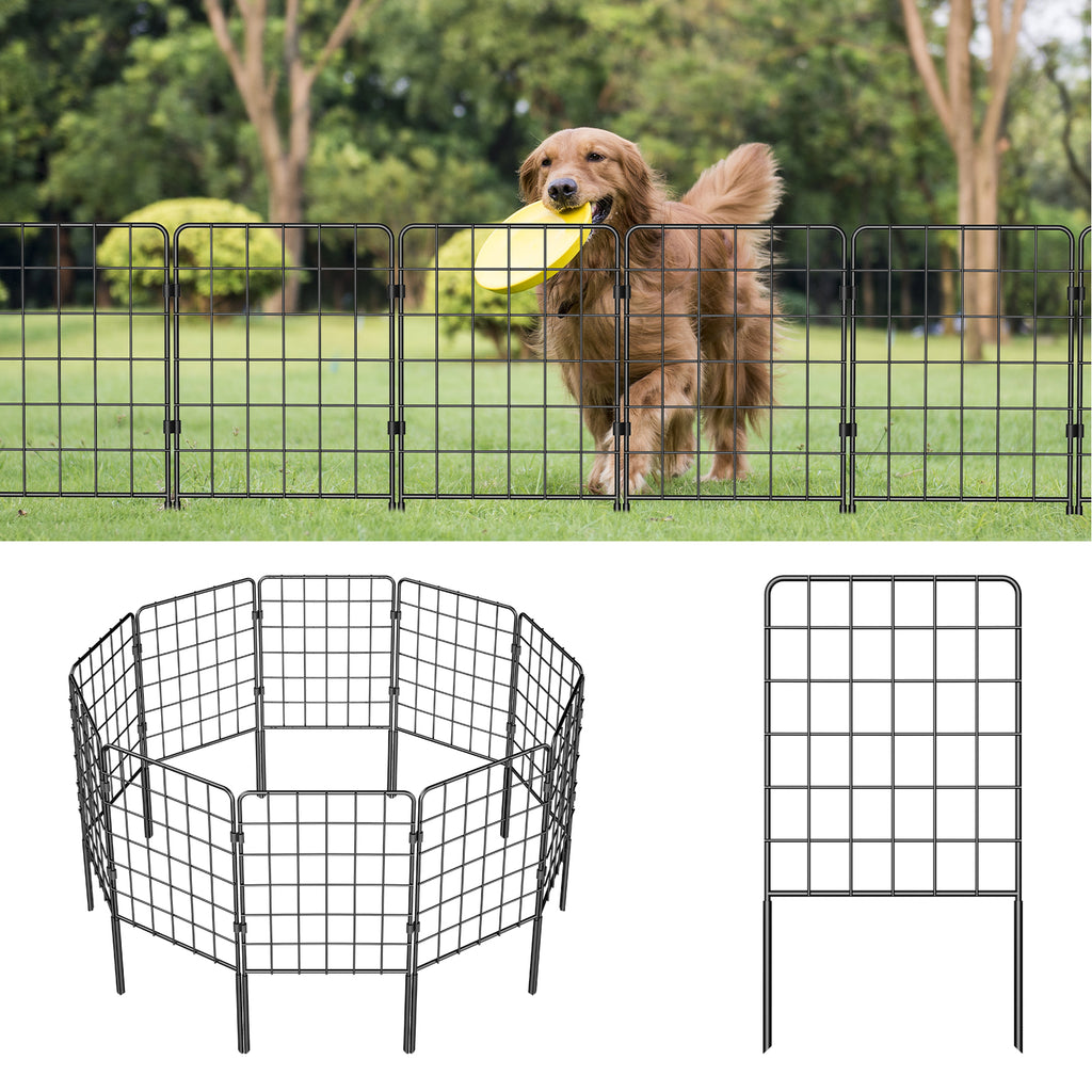 10-Pack Decorative Garden Fence, 24inch H Animal Barrier Metal Wire Fencing for Yard & Flower Beds