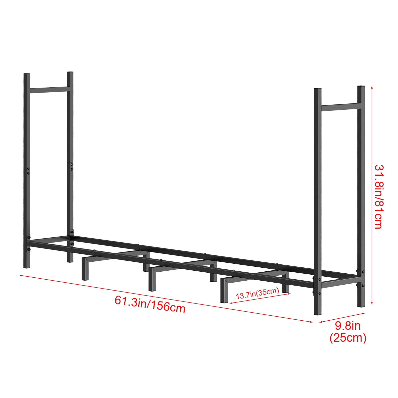 4ft/5ft/8ft Heavy Duty Firewood Rack, Metal Log Holder with Adjustable Width for Indoor/Outdoor Use