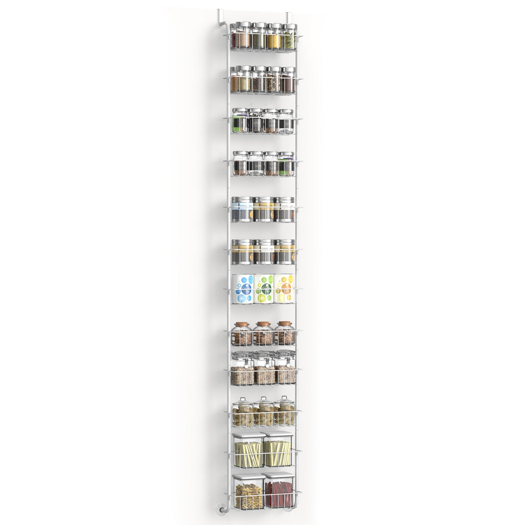12-Tier Over The Door Pantry Organizer, Adjustable Metal Storage Rack for Kitchen & Laundry Room