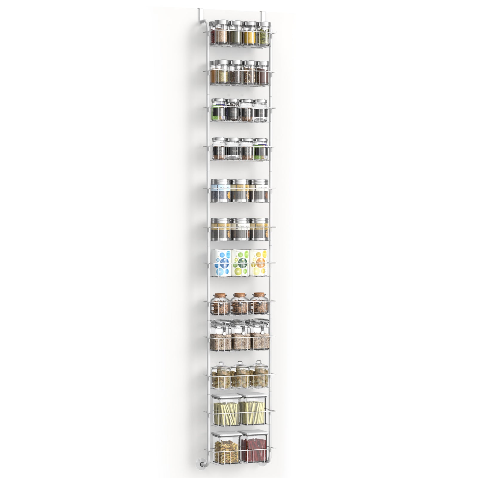 12-Tier Over The Door Pantry Organizer, Adjustable Metal Storage Rack for Kitchen & Laundry Room
