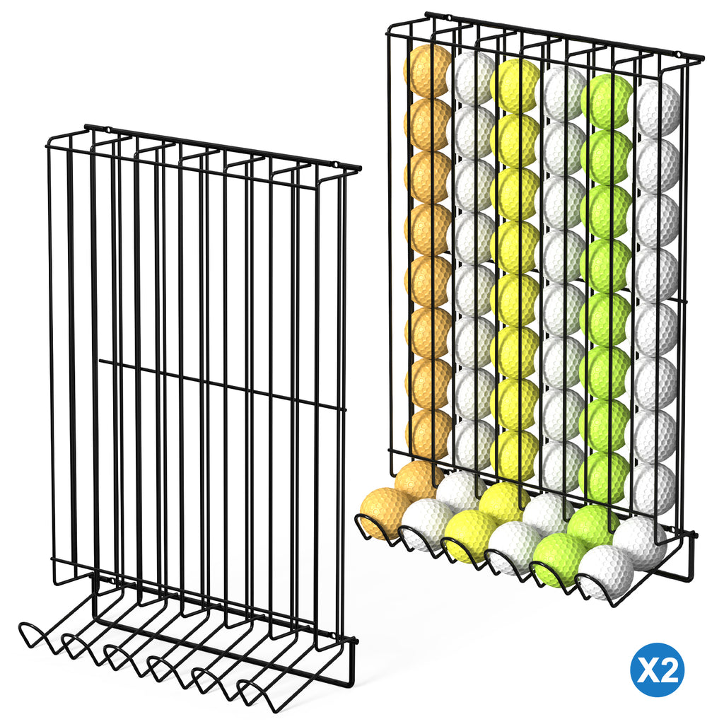 Golf Ball Display Case & Holder (60 Balls), Wall-Mount & Tabletop Steel Storage Rack for Golf Accessories