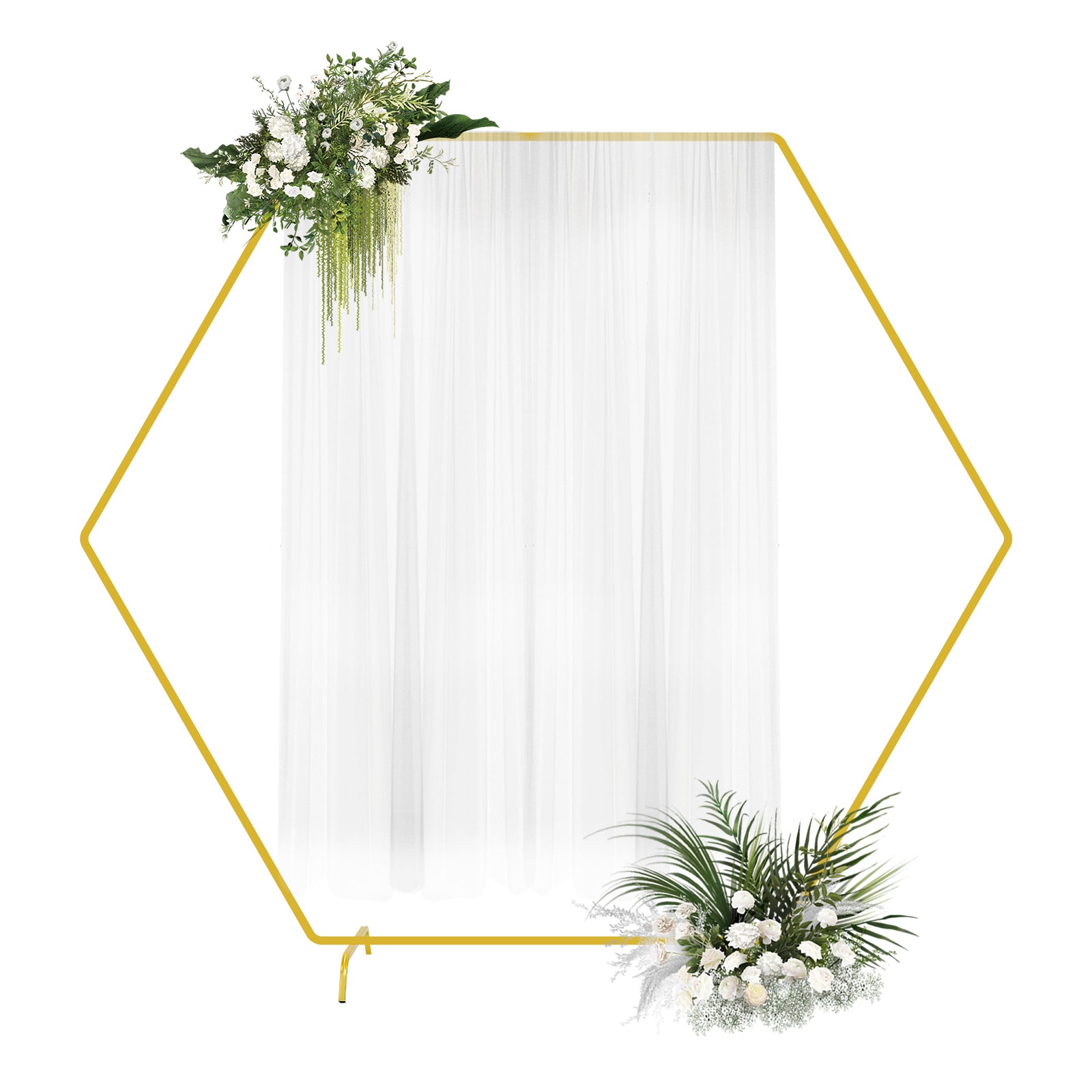 Hexagon Gold Wedding Arch Stand (7.2ft), Large Metal Backdrop Stand for Party & Garden Decoration