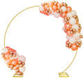 8ft Round Gold Balloon Arch Stand, Metal Circle Backdrop Frame for Wedding & Birthday Party