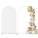 7.2ft Metal Arch Stand with White Cover Set, Stretchable Backdrop Frame for Wedding Ceremony