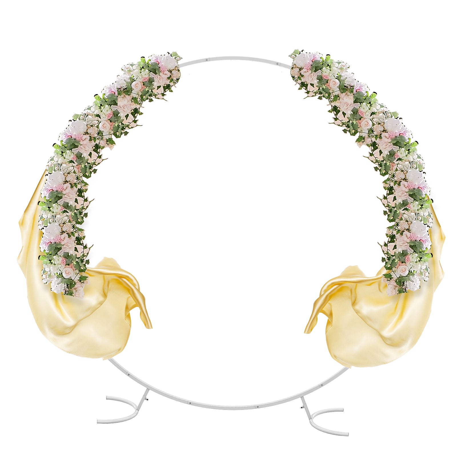 6.6ft White Circle Balloon Arch Stand, Metal Round Backdrop Frame for Wedding & Baby Shower