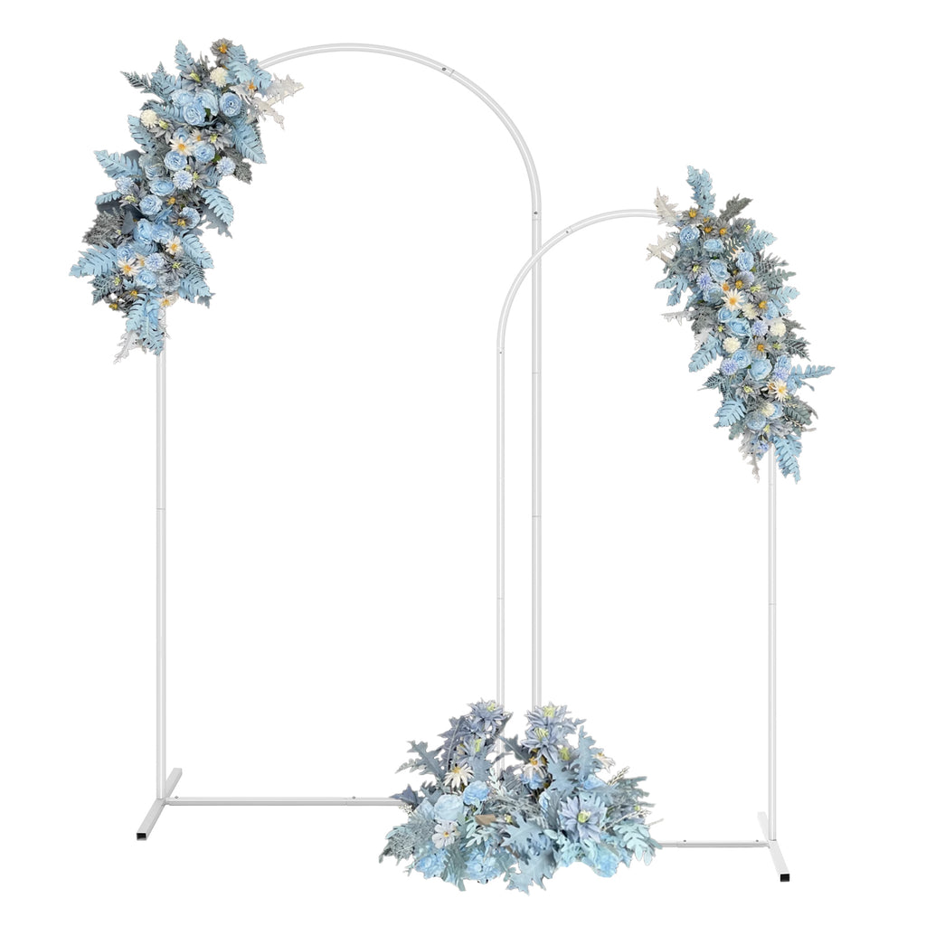 2-Piece Gold Wedding Arch Set (5ft/6ft), Nested Metal Backdrop Stands for Party & Event Decor