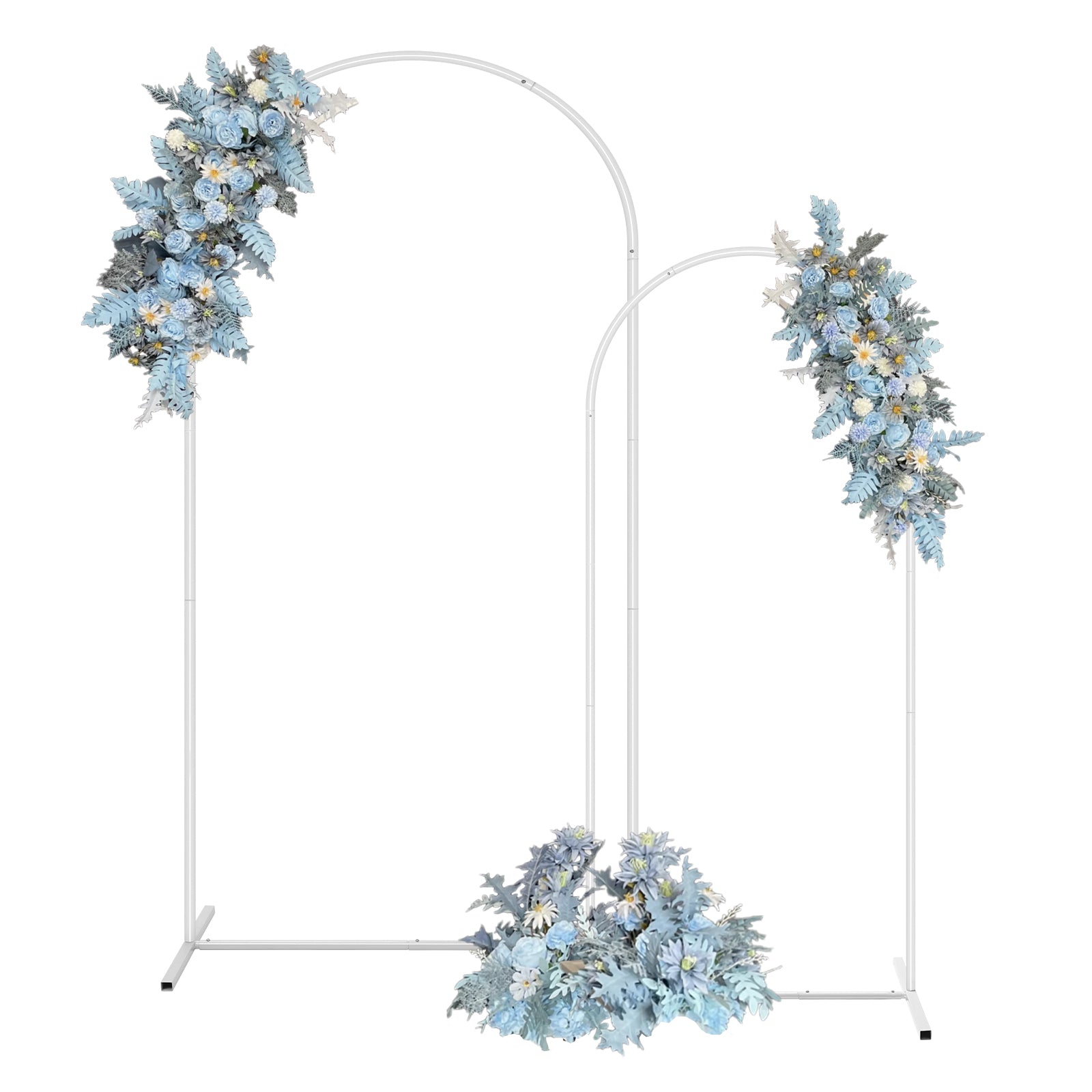 2-Piece Gold Wedding Arch Set (5ft/6ft), Nested Metal Backdrop Stands for Party & Event Decor