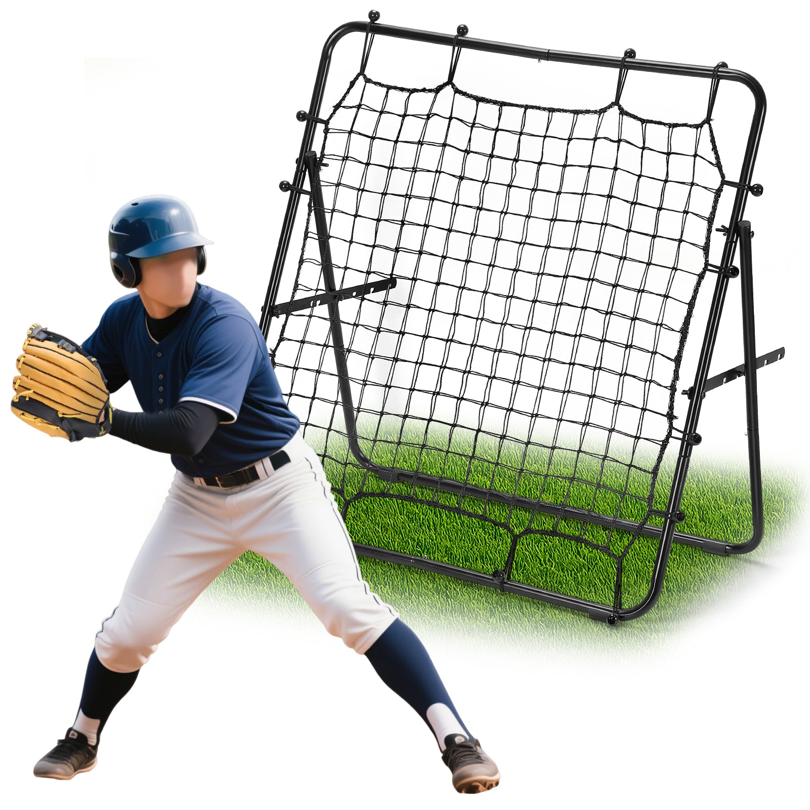 Multi-Sport Rebounder Net, Portable Pitchback Net for Baseball, Soccer & Volleyball