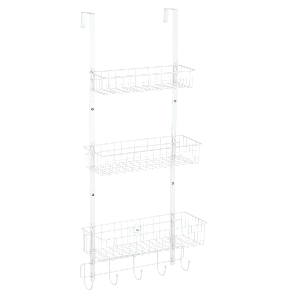 3-Tier Over-the-Door Organizer | Modular Pantry & Bathroom Storage Rack with Hooks