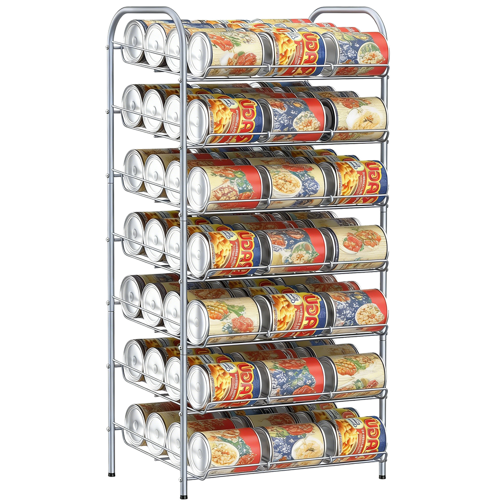 7-Tier Can Dispenser Rack - Rustic Brown Pantry Organizer Holds up to 84 Cans