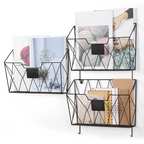 6 Pack Mesh Wall File Organizer - Hanging Wire Magazine Rack & Mail Holder with Hooks