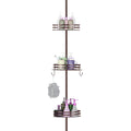 Tension Pole Shower Caddy (4-Tier), Adjustable Bronze Corner Bathroom Storage Rack