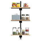 3-Tier Industrial Pipe Shelf, Wall-Mounted Floating Wood Bookshelf for Living Room & Kitchen