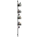 4-Tier Tension Pole Bathroom Rack, Adjustable Mesh Basket Organizer for Shower & Corner