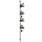 4-Tier Tension Pole Bathroom Rack, Adjustable Mesh Basket Organizer for Shower & Corner