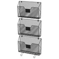 3-Pack Mesh Wall File Organizer, Hanging Document Holder with Hooks for Home & Office
