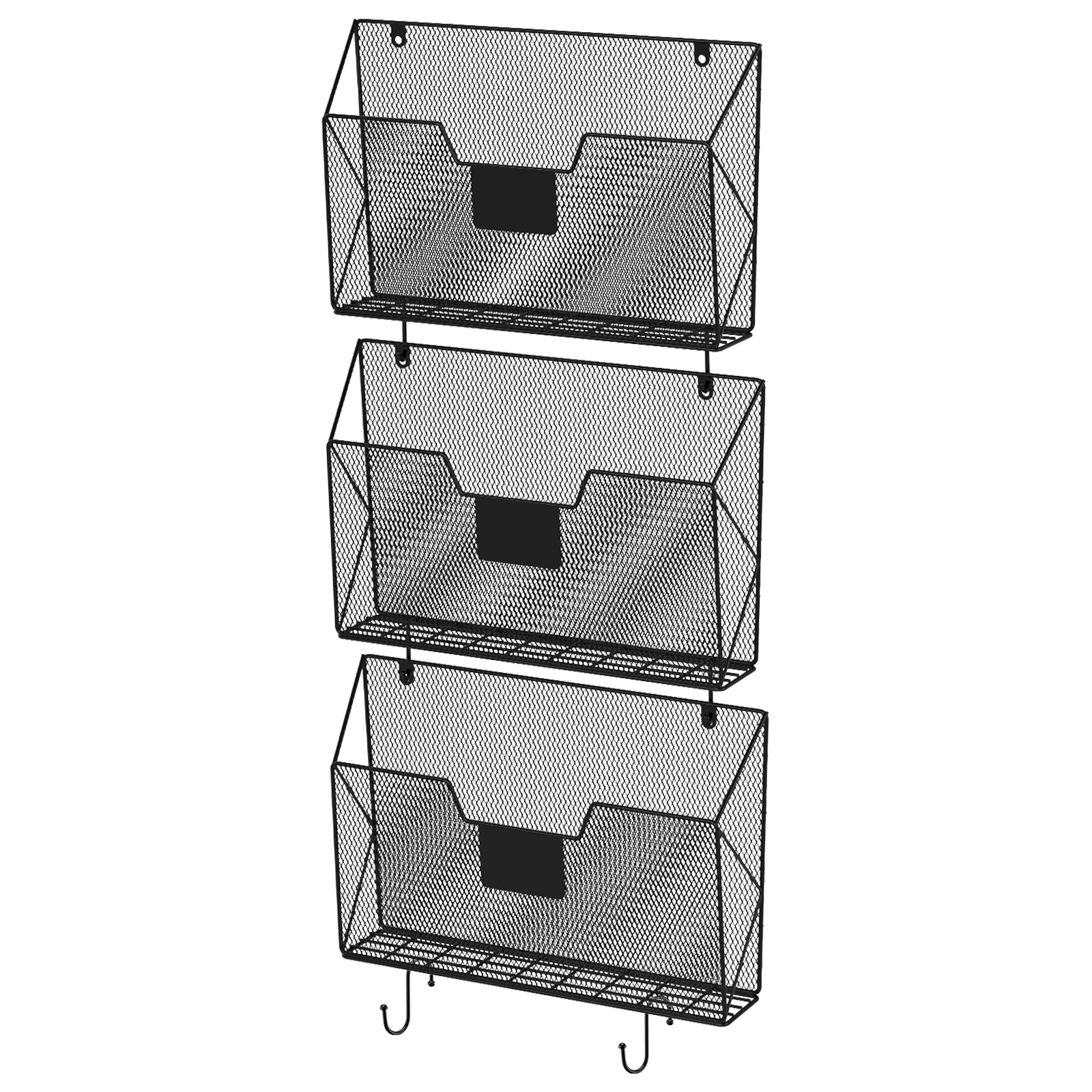 3-Pack Mesh Wall File Organizer, Hanging Document Holder with Hooks for Home & Office
