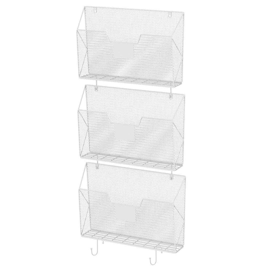 3-Pack Mesh Wall File Organizer, Hanging Document Holder with Hooks for Home & Office