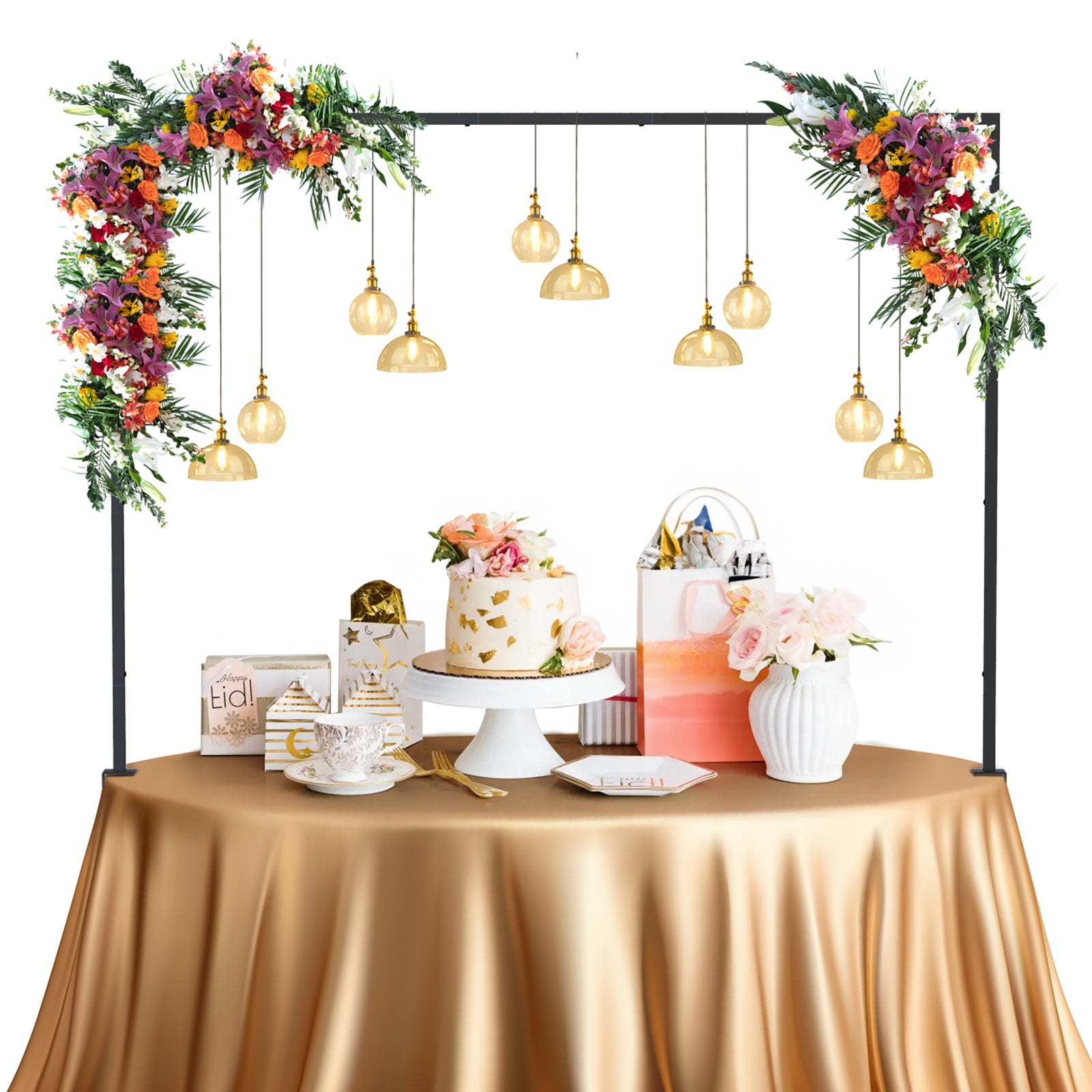 Tabletop Wreath Stand & Over-Table Decor Rack, Metal Frame for Holiday Parties & Events