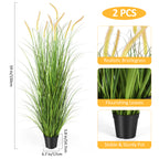 Set of 2 Faux 35-Inch Potted Reed Grass, Artificial Cattail Decorative Plants for Indoor or Outdoor Spaces, Ideal for Home Office Greenery and Special Occasions