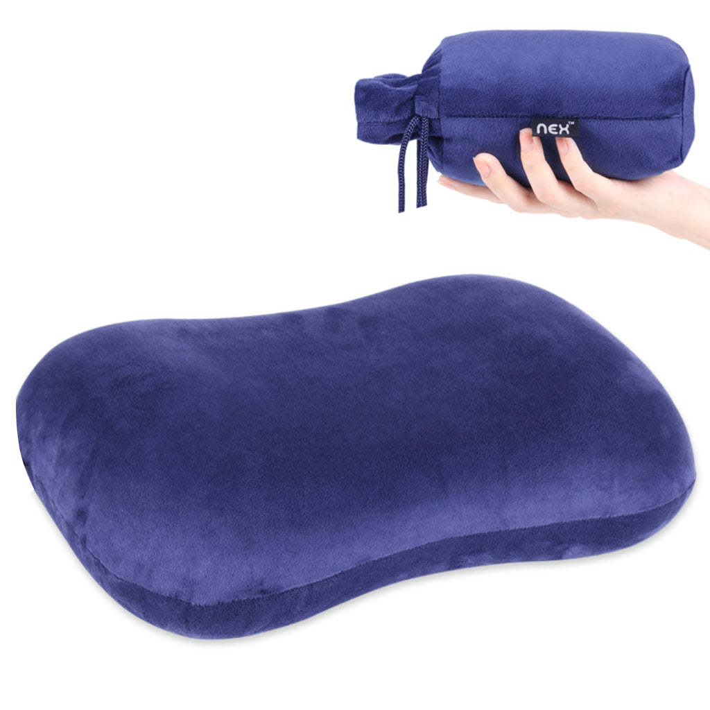 Ultralight Inflatable Camping Pillow - Ergonomic Neck Support with Washable Soft Cover - Compact Travel Pillow for Backpacking & Hiking