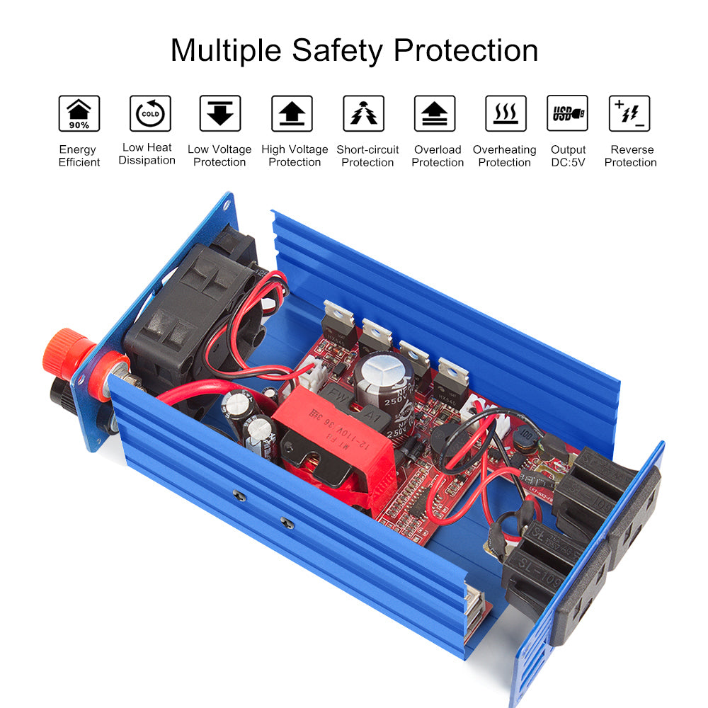 300w Car Power Converter, Charger Converter with Two Sockets and Two USB Ports, Outdoor Portable Power Supply