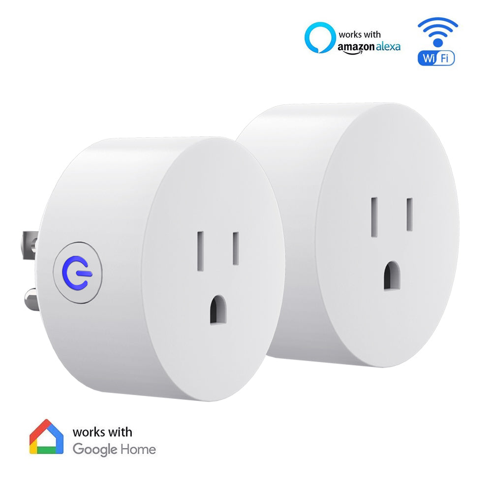 2-pack Smart Socket, Voice Control via Alexa and Google Assistant, WiFi Support, APP Connection Support, Universal for Android and IOS, No Battery Required