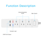USB Power Strip, 4 USB Ports& 4 Outlets, Fast Charging, Protector for Desktop, Home, Office & Nightstand Charging Station