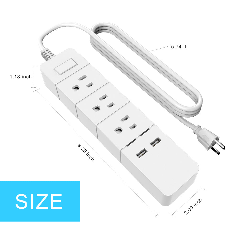 USB Power Strip, 4 USB Ports& 4 Outlets, Fast Charging, Protector for Desktop, Home, Office & Nightstand Charging Station