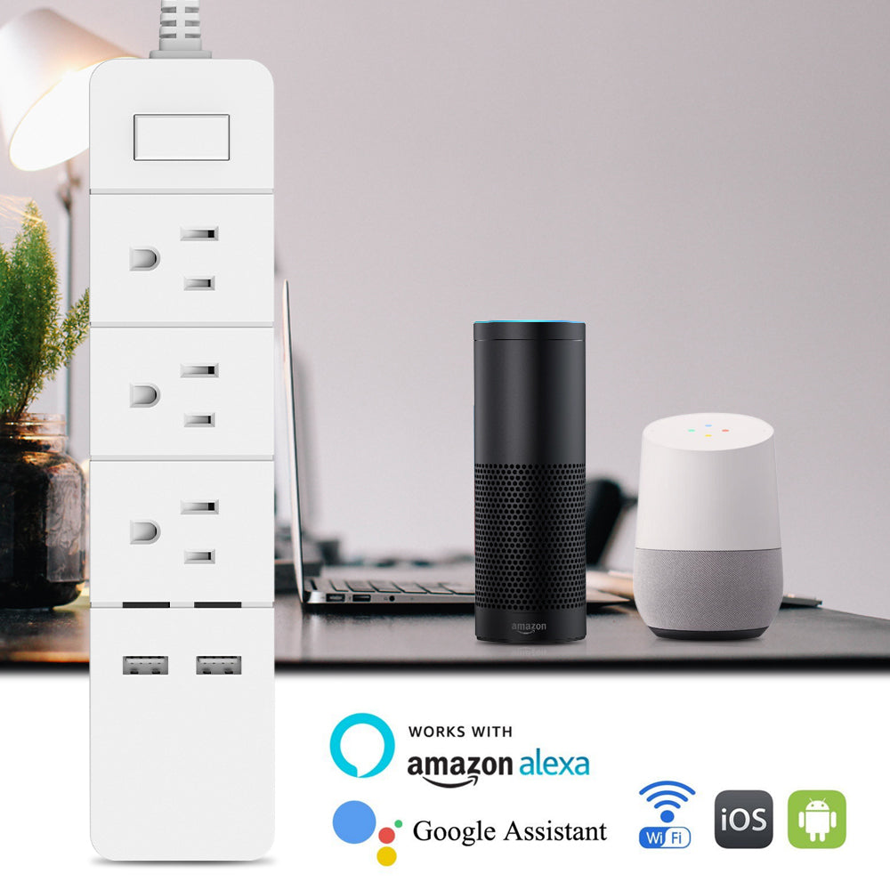 USB Power Strip, 4 USB Ports& 4 Outlets, Fast Charging, Protector for Desktop, Home, Office & Nightstand Charging Station