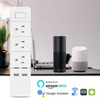 USB Power Strip, 4 USB Ports& 4 Outlets, Fast Charging, Protector for Desktop, Home, Office & Nightstand Charging Station