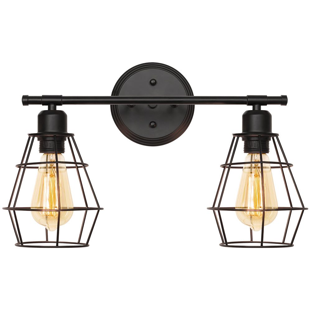 Bathroom Vanity Light, Industrial Metal Cage Wall Sconce, Farmhouse Wall Sconce Matte Black Metal Cage Light Fixture for Over Bathroom Mirror, Cafe, Living Room