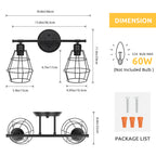 Bathroom Vanity Light, Industrial Metal Cage Wall Sconce, Farmhouse Wall Sconce Matte Black Metal Cage Light Fixture for Over Bathroom Mirror, Cafe, Living Room