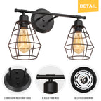 Bathroom Vanity Light, Industrial Metal Cage Wall Sconce, Farmhouse Wall Sconce Matte Black Metal Cage Light Fixture for Over Bathroom Mirror, Cafe, Living Room